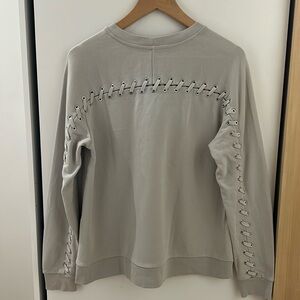 ALLSAINTS Lace Up Detail Crewneck Sweater